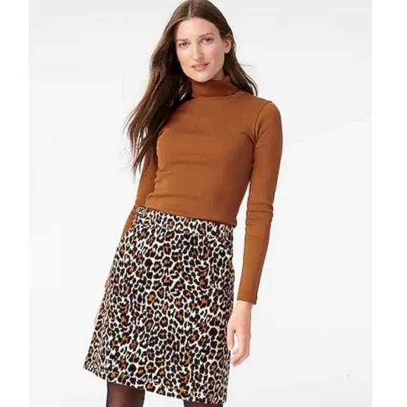NWOT J. Crew brown leopard print buckle corduroy mini skirt - Picture 6 of 10